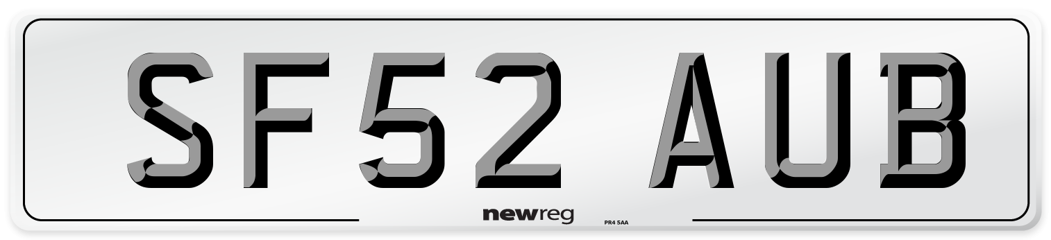 SF52 AUB Number Plate from New Reg